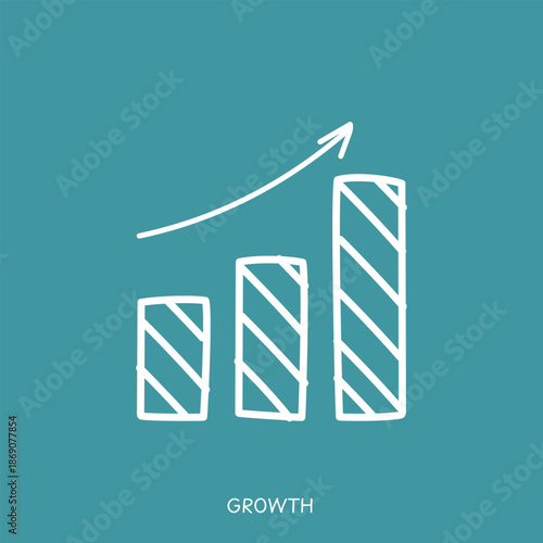 Graph goal and arrow up sign