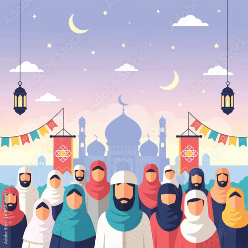 Group of People Wearing Islamic Clothing.