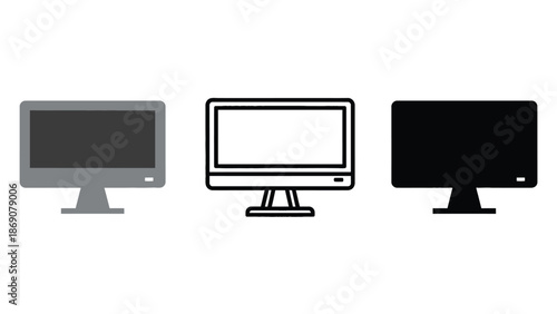Three different styles of computer monitors are displayed side by side.