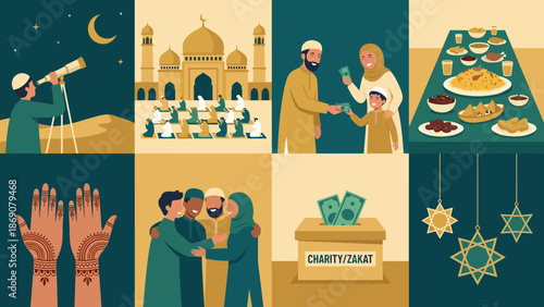 Collage of Islamic Traditions and Celebrations.