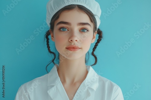 Portrait, girl nurse and tablet with team for hospital emergency, medical healthcare and happiness. Female medic, digital technology and pride for career in medicine, professional, Generative AI