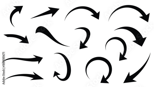 Collection of black arrows pointing in various directions