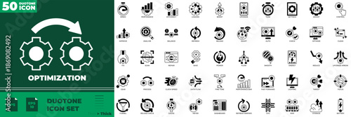 Optimization Duotone Editable Icons set