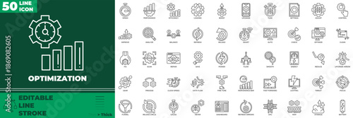 Optimization Line Editable Icons set