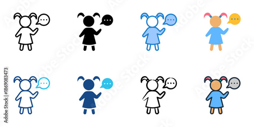 Speaking icons set multiple style collection. Editable stroke 
