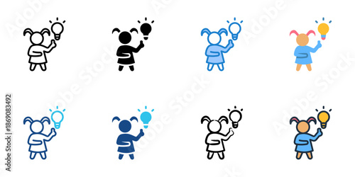 Problem solving icons set multiple style collection. Editable stroke 
