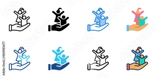 Caregiver icons set multiple style collection. Editable stroke 
