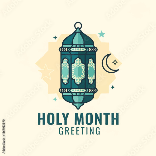 Islamic Lantern with Crescent Moon Symbol.