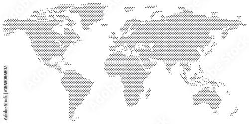 World map infographic template in digital style with small dot pattern vector, continents and countries on white background.