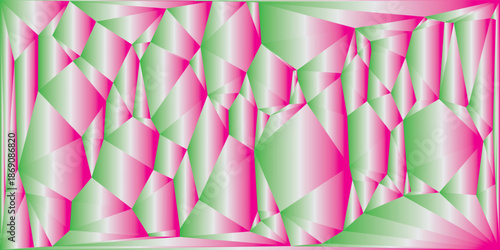 Pink and green polygon abstract background with sharp geometric shapes, elegant modern style for digital and print.