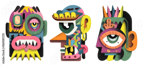 Wallpaper Mural Colorful 3D Illustrations of Abstract Faces with Symbolic and Introspective Themes Torontodigital.ca