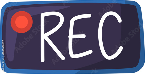 Recording indicator with red circle and REC text on a dark blue background.