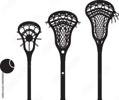 Lacrosse sticks and ball set sports equipment graphic elements