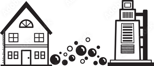 Residential dwelling cleaning supplies industrial dispenser bottle illustration