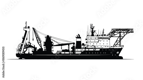 A large cargo ship sailing through calm waters with a crane