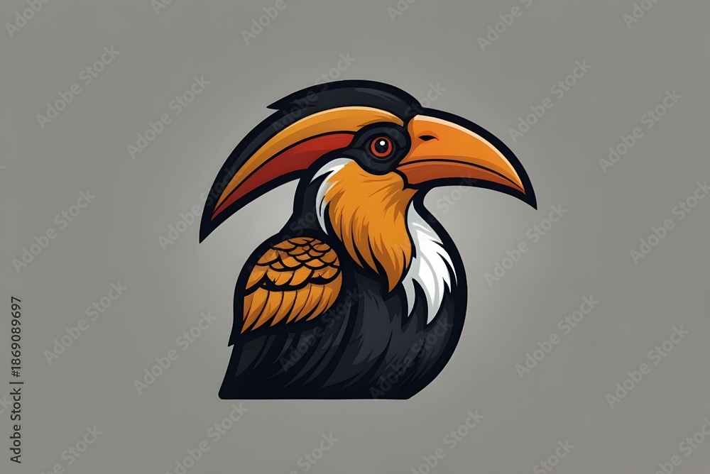 Obraz premium Elegant hornbill outline icon, minimalist Sarawak theme