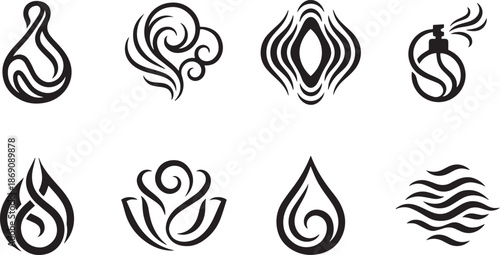 Collection of elegant black and white vector logo templates offering unique and visually appealing designs perfect for diverse applications