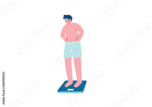 体重計の乗っている男性