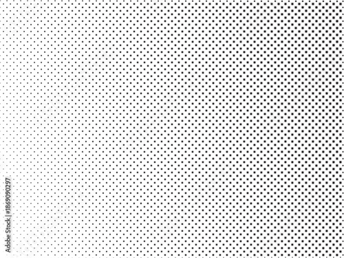 Dotted gradient vector pattern illustration with white and black halftone polka background featuring horizontal seamless circle dotted lines for print and digital design projects