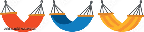 Colorful Hammocks Set Illustration