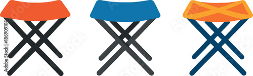 Three Colorful Folding Stools