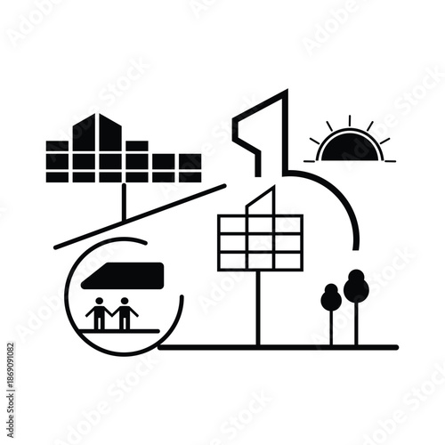 ESG Environmental Social and Governance Business Concept Vector, Flat Design ESG Concept with Eco-friendly Icons, Green ESG Business Icon Set