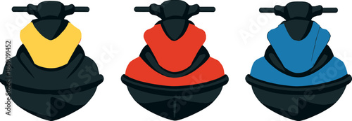 Three Jet Skis in Vibrant Colors