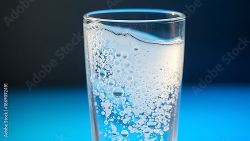 desorption. A glass of carbonated drink with rising bubbles and condensation on a clean background. bar promotions, beverage menus, designed for product packaging and bar promotions.