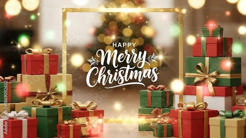 Wallpaper Mural Festive Christmas Gifts and Tree with Bokeh Lights. Torontodigital.ca