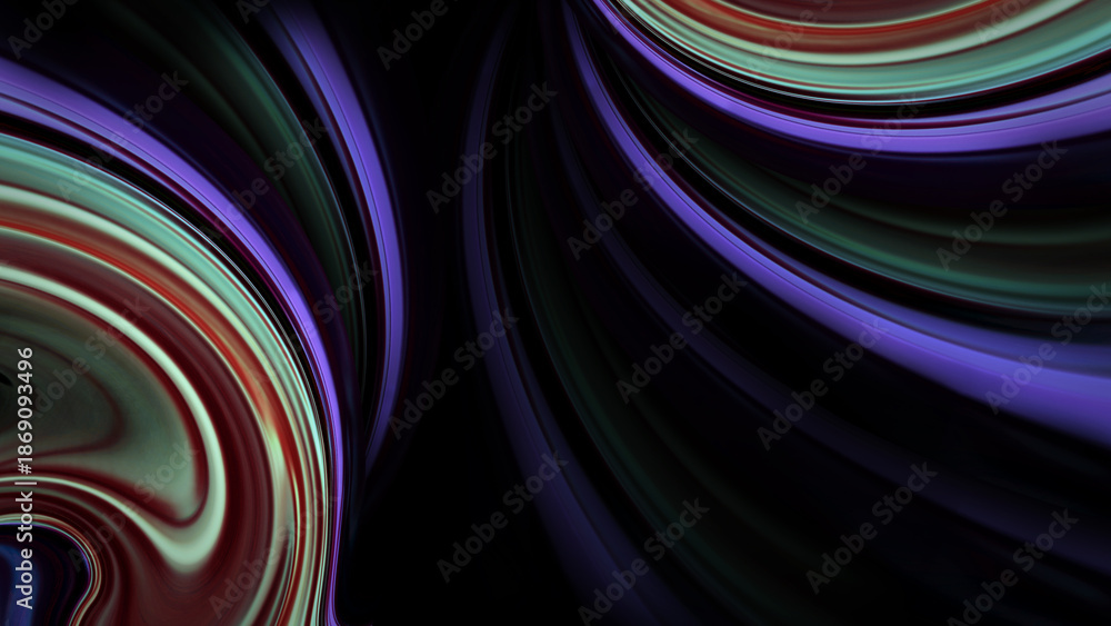 Fototapeta premium Elegant Dark Abstract Background Featuring Curved Fluid Lines with Purple and Red Accents Creating a Luxurious Silk Like Movement