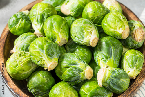 Green Organic Raw Brussel Sprouts © Brent Hofacker