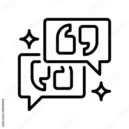 Speech Bubble Quote Line Icon, Outline Symbol for Customer Testimonial, Dialogue Message, Remark Comment, Conversation Bridge, and Citation Text. Vector Sign Icon.