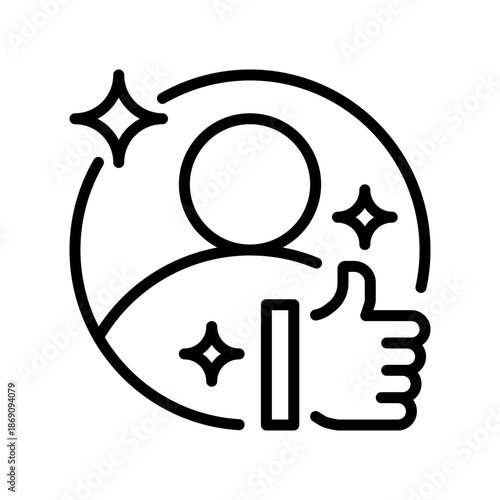 Recommendation Line Icon, Outline Symbol for Personal Referral, Suggested Service, Endorsement Advice, Quality Tip, and Selection Guidance. Vector Sign Icon.