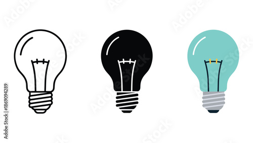 Different styles of light bulb illustration