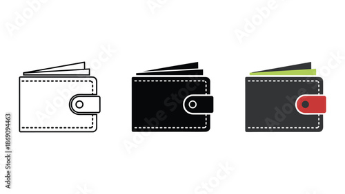 Different color wallet illustration set