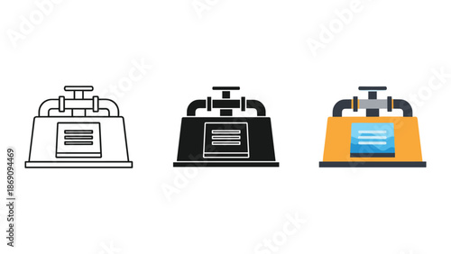 Industrial pump icons set for various applications