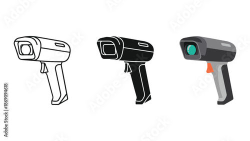 Infrared thermometer gun illustrations in different styles