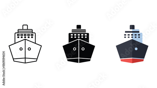 Cruise ship icons in different styles