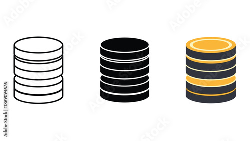 Database icon set for data storage and management