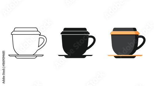 Coffee cup icons in different styles