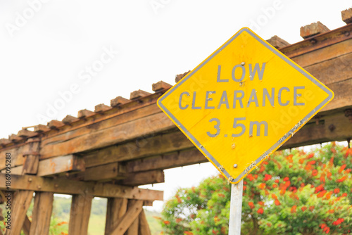 Low Clearance Warning Sign in Lismore, Australia