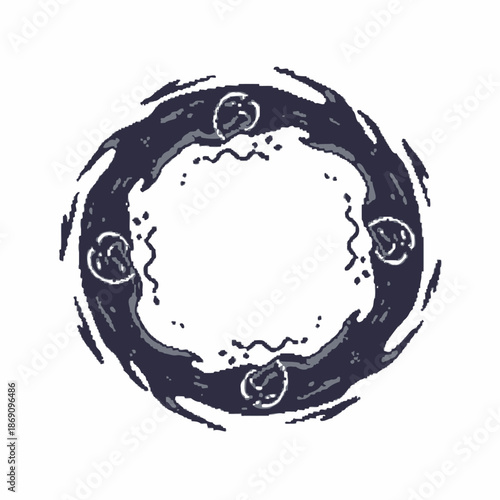 Abstract Swirling Dark Energy Frame A Dynamic and Ethereal Circular Graphic Design Element Reflecting Mystical Power and Fluid Movement, Perfect for Spiritual or Fantasy-Themed Projects