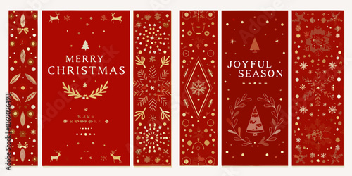 Red christmas card designs with gold accents and festive holiday greetings