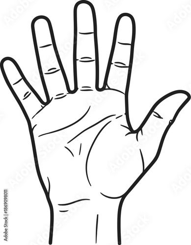 Palmistry hand with fingers extended