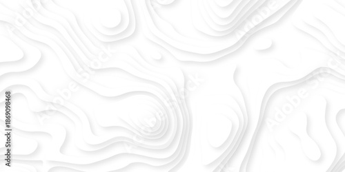 Pattern with lines the stylized height of the topographic map contour in lines and contours isolated on layers. White topography curve lines map isolated on white background.