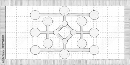 An illustration of a symmetrical grid with oval and diamond shapes