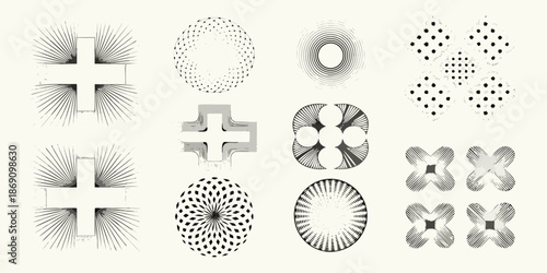 Geometric patterns and shapes a collection of abstract halftone designs