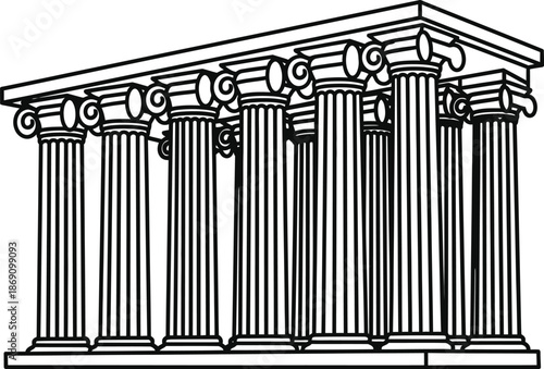 Ancient Greek temple with elegant columns and pediment