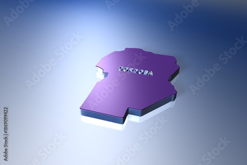 Map of Argentina Province Cordoba in 3D Illustration