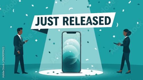 New Smartphone Model Unveiled with Flair and Sophistication in Modern Office Setting